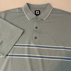 FootJoy‎ Men's XL Blue Striped Golf Polo Shirt Short Sleeve FJ Performance